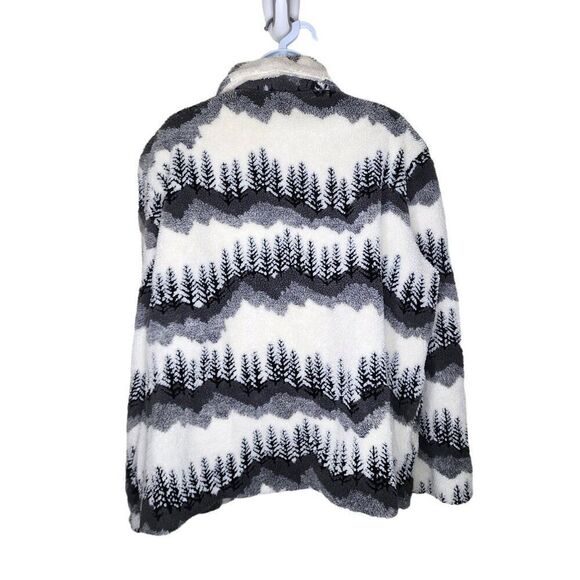 Vintage 90s Willow Ridge Forest Tree AOP Button Up Fleece Sherpa Jacket Womens 2 - Picture 4 of 7